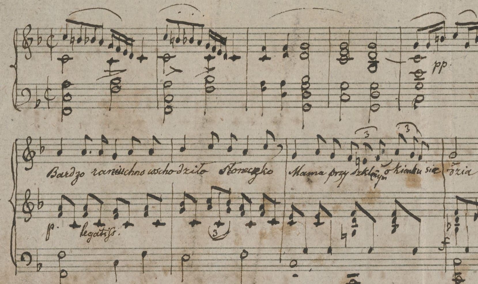 Detail of manuscript score of piosna litewska.