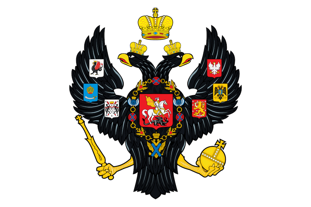 Russian imperial standard from 1834 depicting the two-headed crowned black eagle.