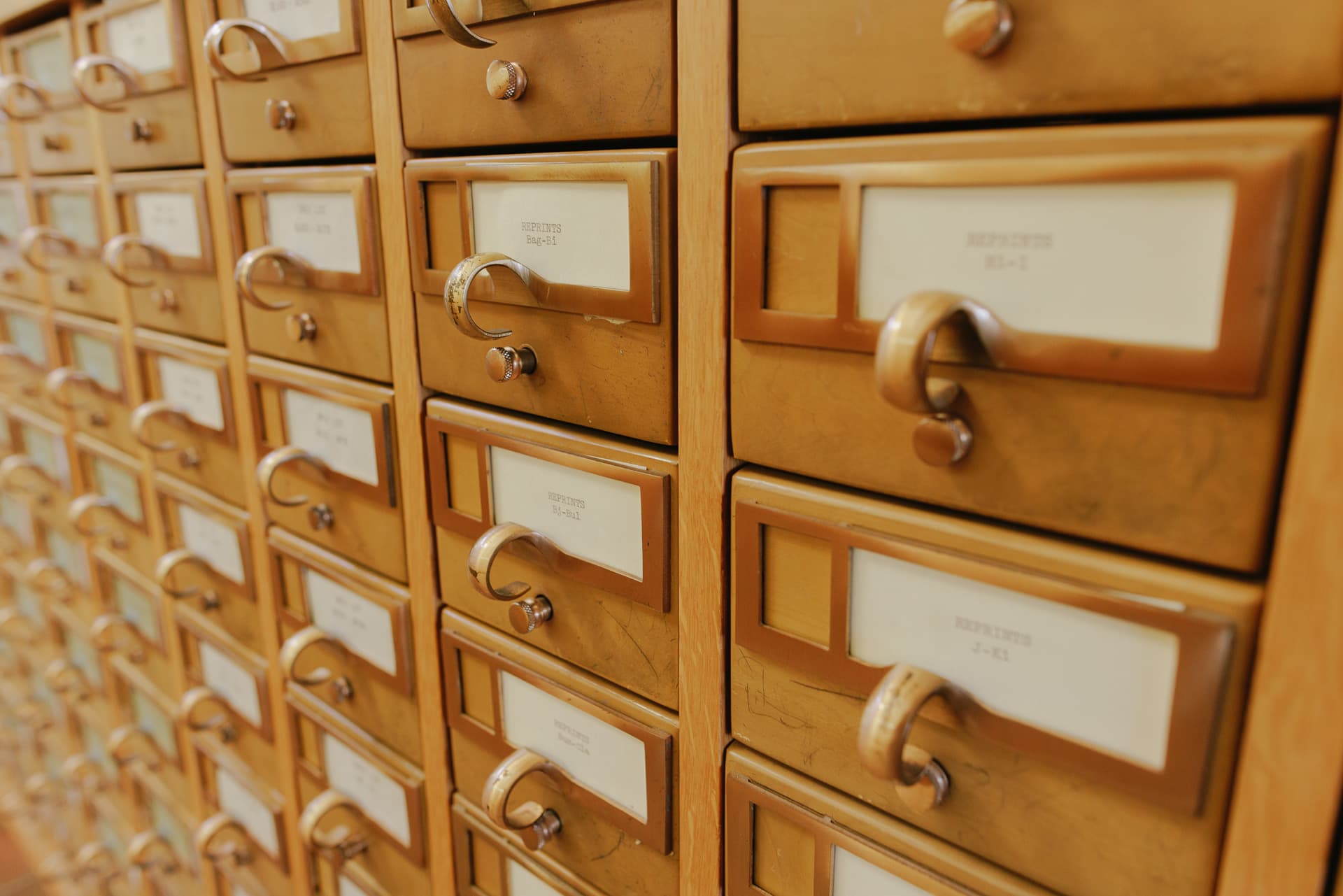 Card catalog drawers